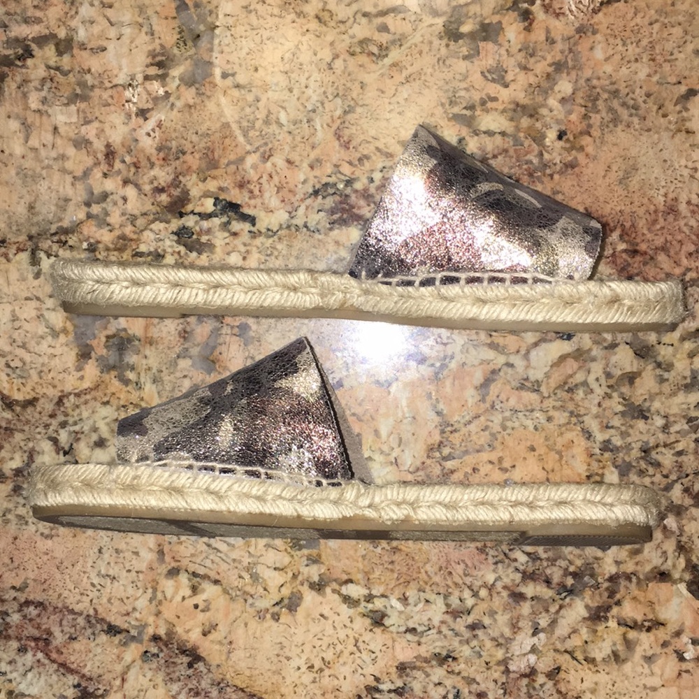 J Crew Camo Leather Banded Espadrille Slide Sandal - Picture 5 of 7